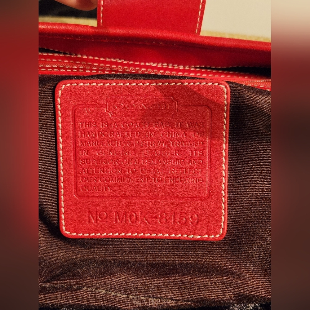 Coach Vintage Y2k Woven Straw Red Leather Shoulder Bag - Picture 4 of 11